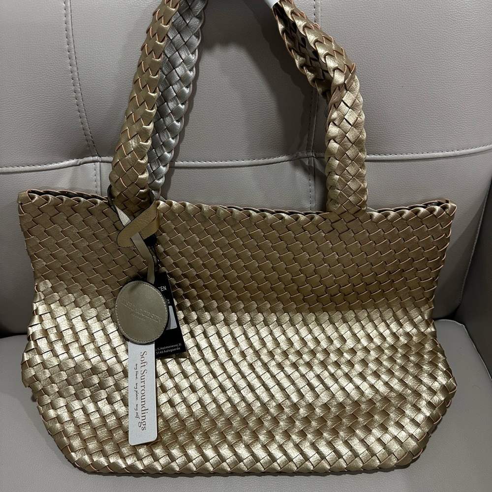 Ilse Jacobsen Metallic Gold Woven Tote